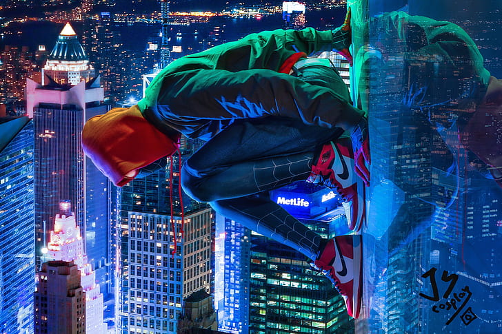 Spider-Man into the Spider Verse Miles, nike, marvel comics, hoods, spiderman into the spiderverse