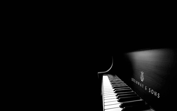 White Grand Piano, black color, studio shot, no people, absence Free HD Wallpaper