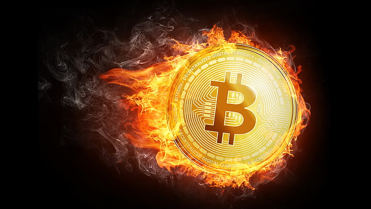 Bitcoin Trading, burning, indoors, countdown, fire  natural phenomenon Free HD Wallpaper
