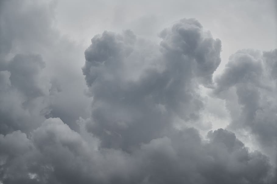 Black and Grey Clouds, vivid color, wispy, sky, abstract