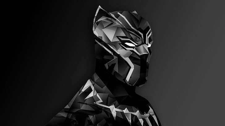 Black Panther Costume, origami, dark, white, design Free HD Wallpaper