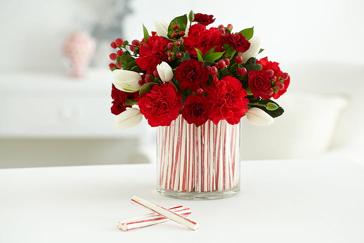 candy cane, decoration, rose, roses Free HD Wallpaper