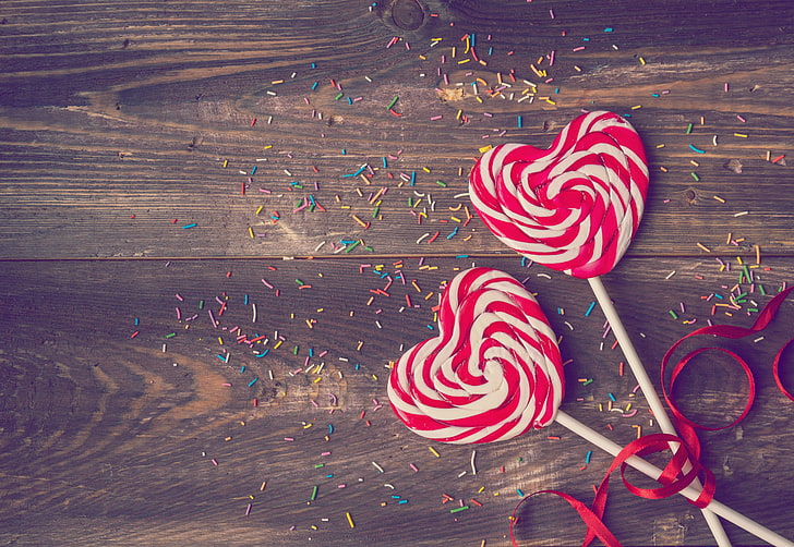 Candy Heart, lollipop, multi colored, dessert, red Free HD Wallpaper