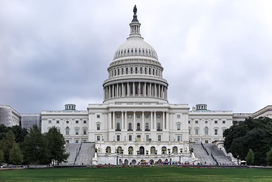 Capitol Building Aerial View, washington dc, building exterior, congress, pillars Free HD Wallpaper