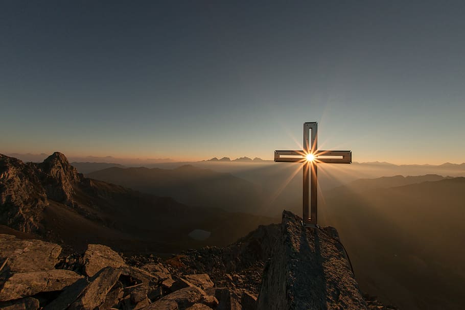 Christian Cross with Clouds, nature, copy space, scenics  nature, christianity Free HD Wallpaper