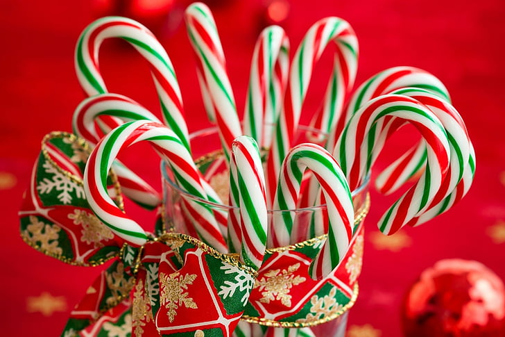 Christmas Candy Cane Lights, christmas, candy cane, holiday Free HD Wallpaper