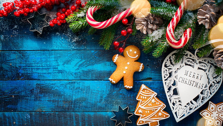 Christmas Decorations, christmas, merry christmas, wood, gingerbread Free HD Wallpaper