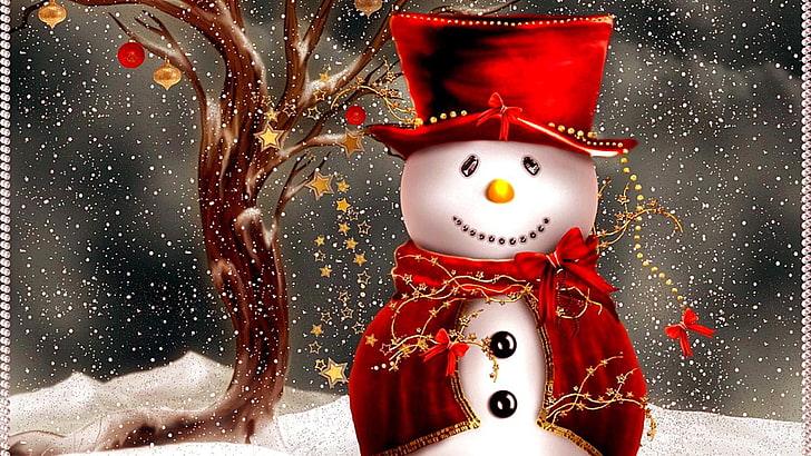 Christmas Snowman HD, winter, snowman, holiday, christmas decoration Free HD Wallpaper