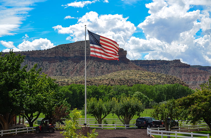 Colorado Flag with Mountains, outdoors, landscape, national landmark, environment Free HD Wallpaper