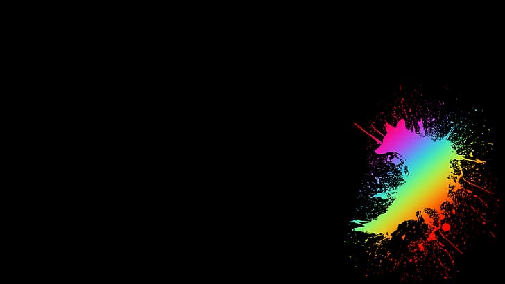 Colorful Skull, splatter, rgb, colorful, black background Free HD Wallpaper