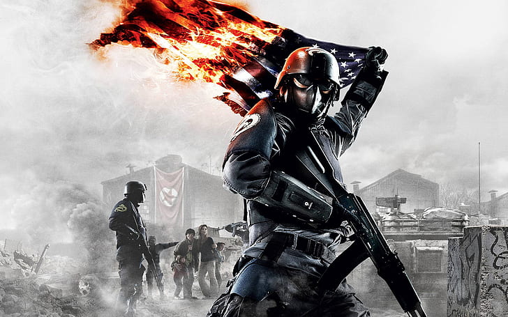 Cool Gaming PC HD, US, homefront, assault, Flag Free HD Wallpaper