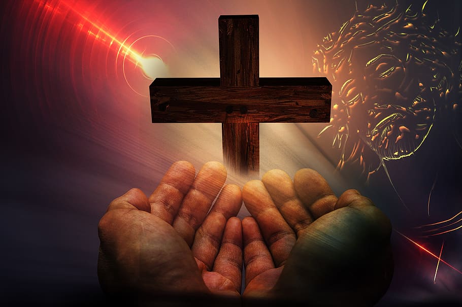 Cross and Hands, trust, finger, hand, christianity Free HD Wallpaper