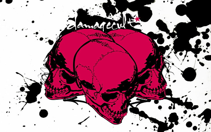 Cute Emo Skull, abstract, splashing, evil, dark Free HD Wallpaper