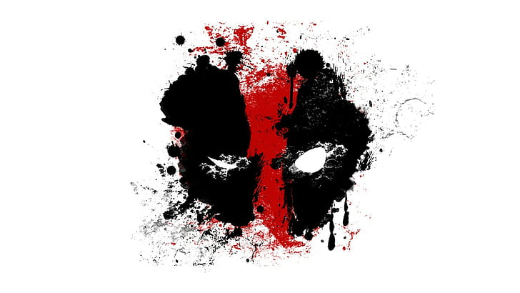 Deadpool Print, water, splattered, white background, stained Free HD Wallpaper