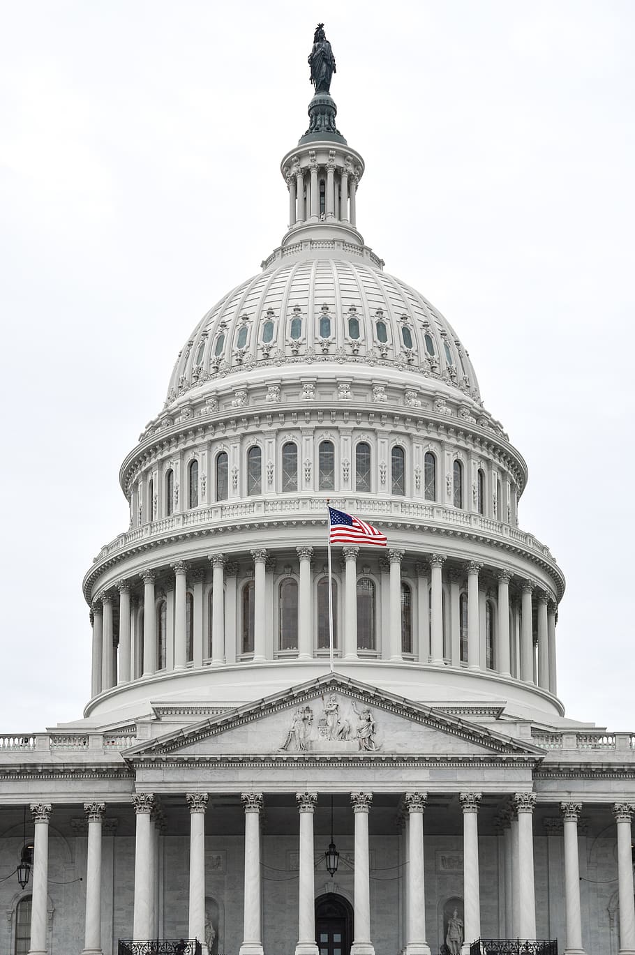 Domed Buildings, architectural column, tourism, low angle view, us flag Free HD Wallpaper