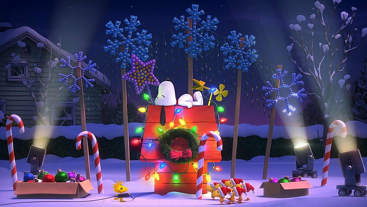 Fifi Peanuts Movie, tree, snow, night, sitting Free HD Wallpaper