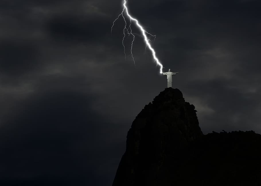 forked lightning, warning sign, mouth guard, power Free HD Wallpaper