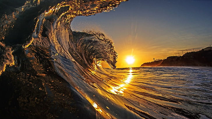 Hawaii Beach Sunset, sunset, island, hawaiian, surf