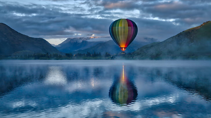 Hot Air Balloon Ball, time, new  zealand  south island, lake, outdoors Free HD Wallpaper