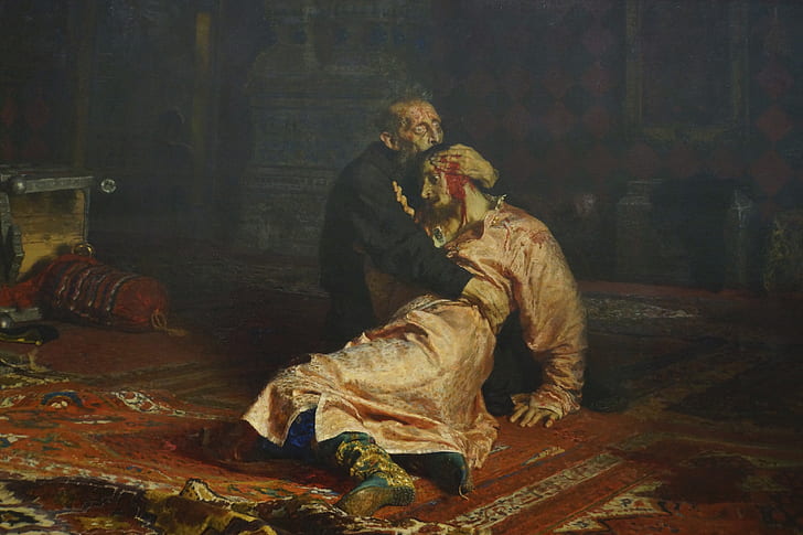 Ivan the Terrible Kills His Son, ivan the terrible and his son ivan, traditional artwork, paper, ilya repin Free HD Wallpaper