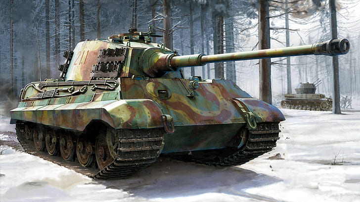 King Tiger Tank Camouflage, king tiger, german heavy tank, panzerkampfwagen vi, tiger ii Free HD Wallpaper