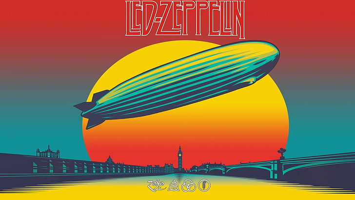 LED Zeppelin 1. Cover, striped, nature, travel, midair Free HD Wallpaper