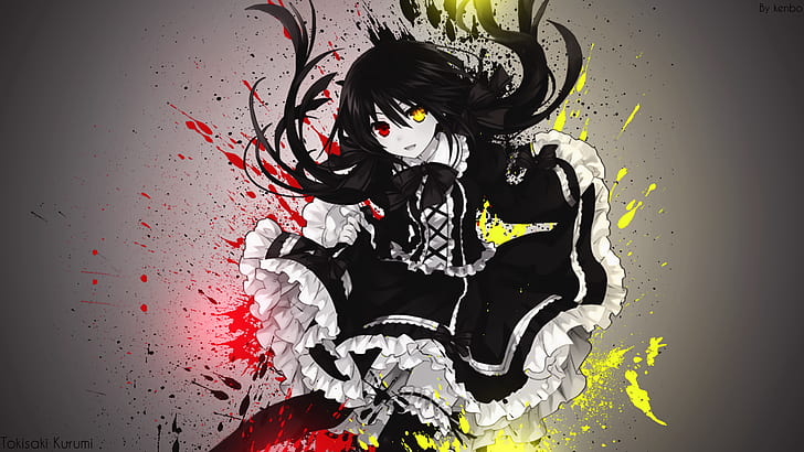 Live Anime, paint splatter, splatter, date a live, tokisaki kurumi