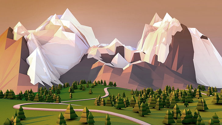 Low Poly Snow, artwork, abstract, triangle shape, day Free HD Wallpaper