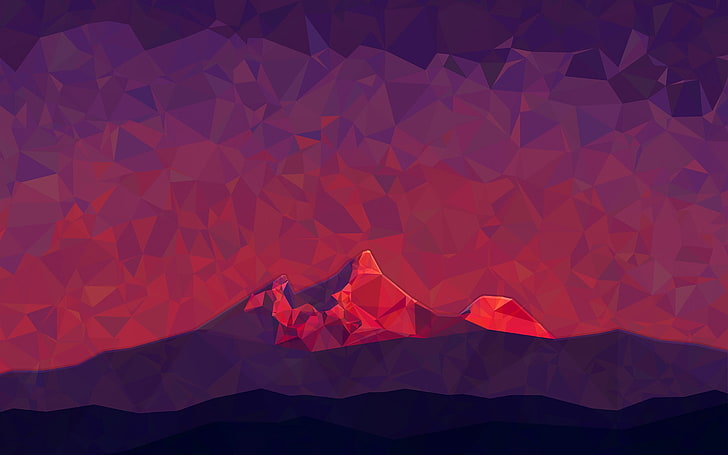 Mountain Black Vector, environment, poly, computer graphic, multi colored