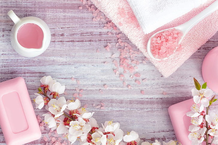 Rose Soap, table, beauty, wood  material, pink color Free HD Wallpaper