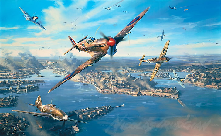 Spitfire Plane WW2, world war ii, military aircraft, no people, dogfight Free HD Wallpaper