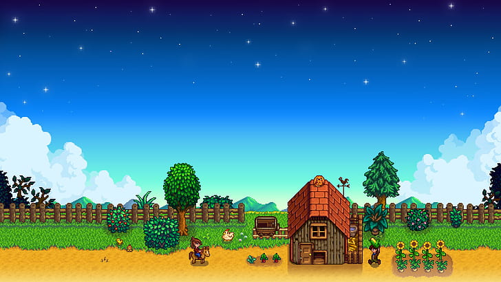 Stardew Valley Fan Art, stardew valley, Stardew Valley, stars, pixel art Free HD Wallpaper