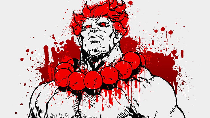 Street Fighter Akuma, creativity, splashing, human body part, drop