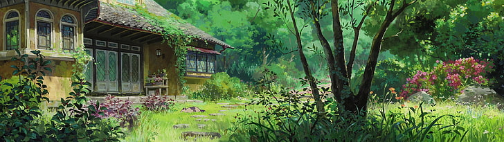 Studio Ghibli Scenes, history, garden, wood  material, residential district Free HD Wallpaper