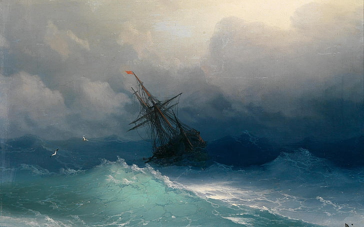 Aivazovsky Paintings, no people, nautical vessel, tranquility, scenics  nature