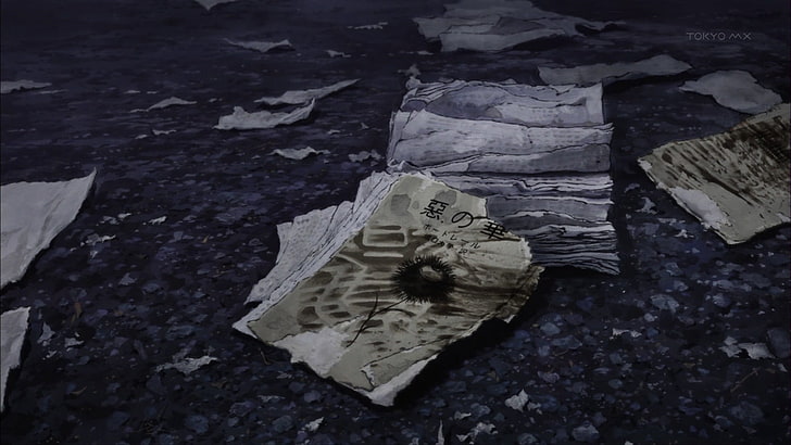 Aku No Hana Flower, still life, crumpled, rock  object, abandoned