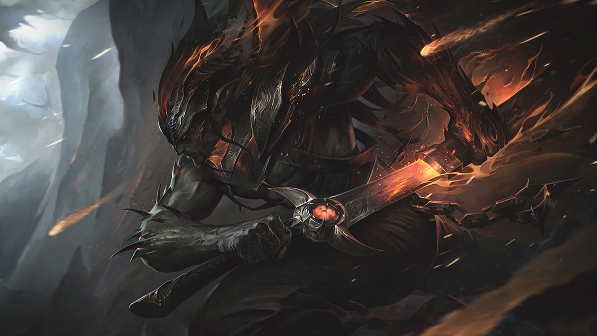 All Yasuo Skins, black color, high angle view, animal wildlife, closeup