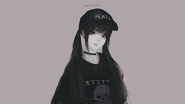 Anime Girl with Skull Mask, one person, anime girls, hate, portrait