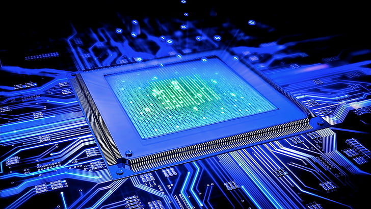 Automation, processor, circuits, blue, computer Free HD Wallpaper