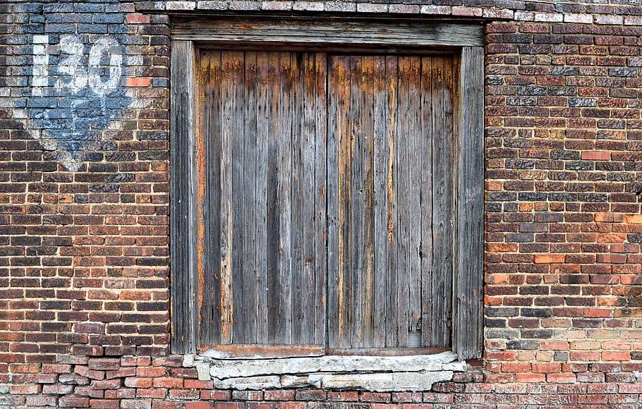 Back Alley Door, closed, vintage, deterioration, empty