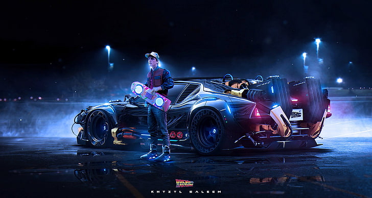 Back to the Future Part 2 DeLorean, wheel, engine, motor racing track, shiny Free HD Wallpaper