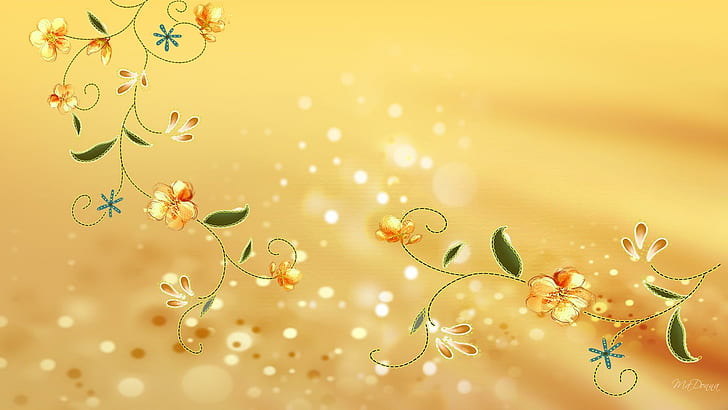 Black Gold Leaf, golden, flowers, life, blossoms Free HD Wallpaper