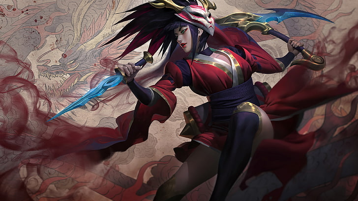 Blood Moon Aatrox, blood moon, artwork, stockings, dragon Free HD Wallpaper