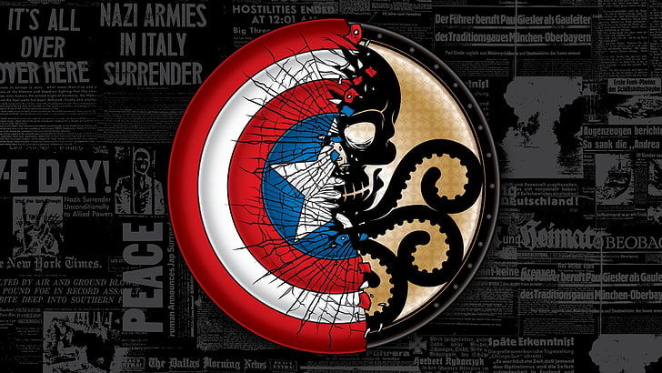 Captain America Hydra Armor, human representation, geometric shape, shield, hydra comics