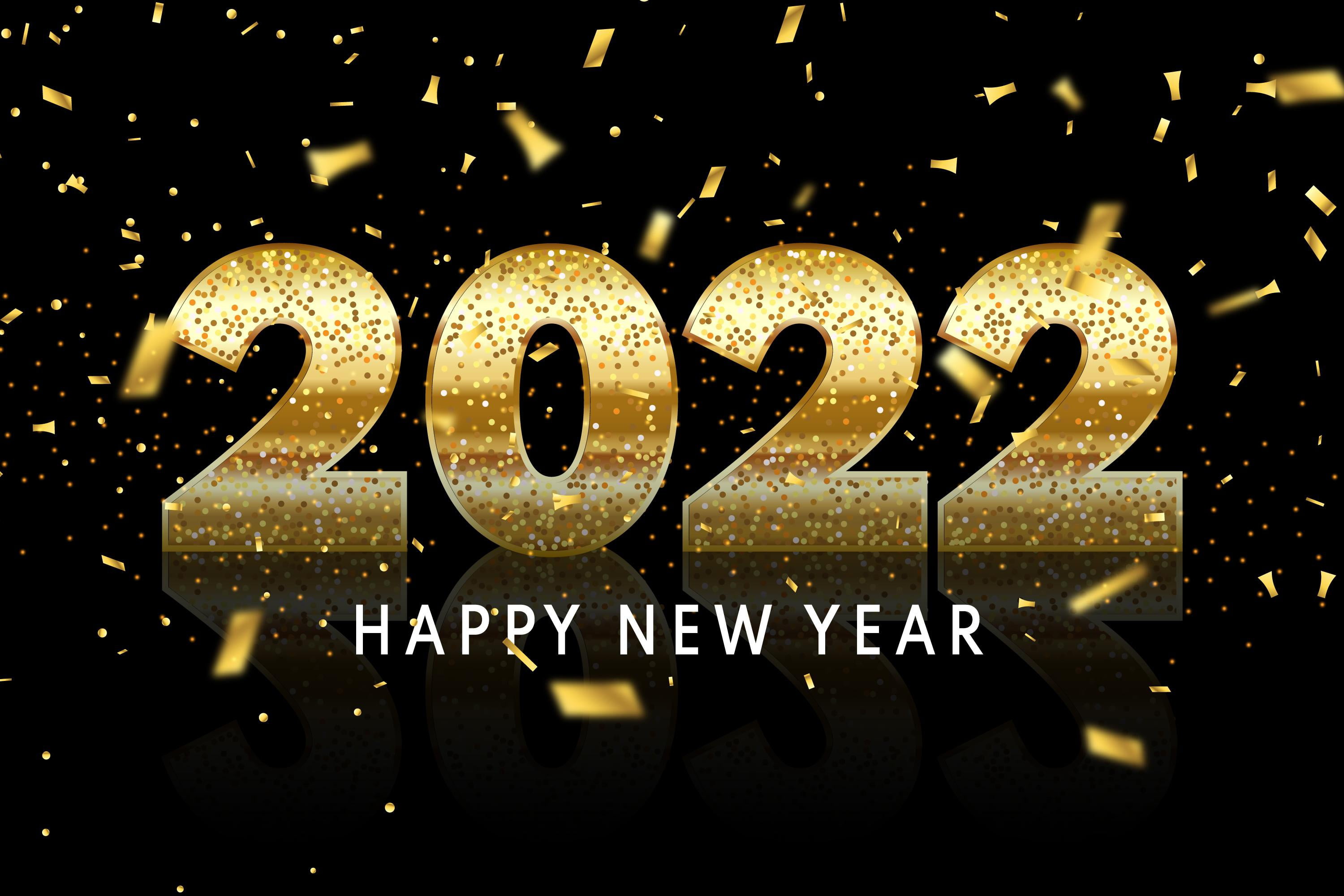Clip Art of Happy New Year, gold, sparkling, 2022, new year