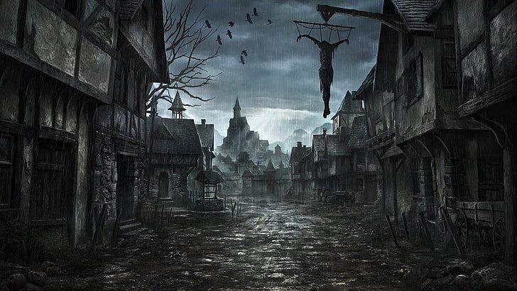 Creepy Art Tattoos, town, dead, night, bloody Free HD Wallpaper