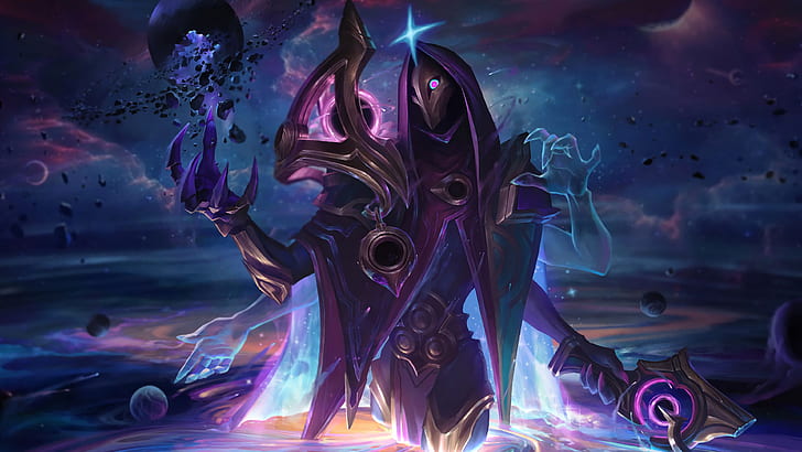 Dark Cosmic Jhin, paint splash, video game art, magic, video games Free HD Wallpaper