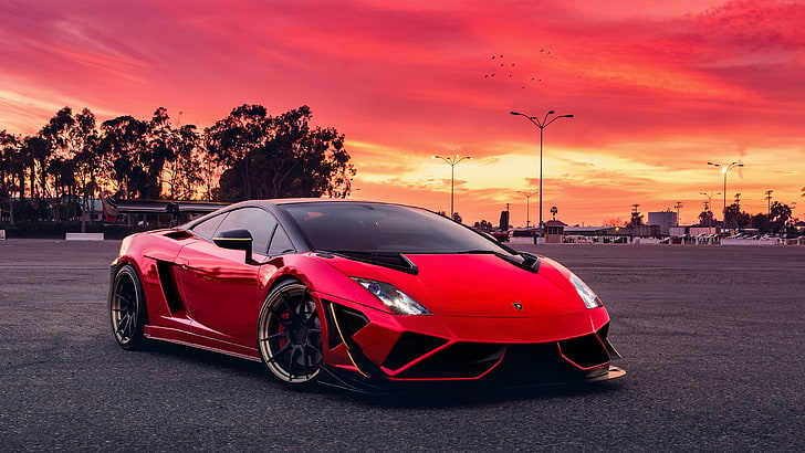 Dark Red Lamborghini, red, lamborghini gallardo, photography, car Free HD Wallpaper