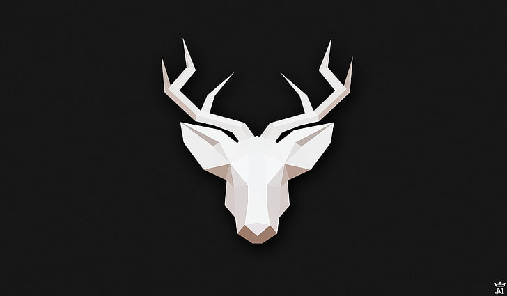 Deer Head Sticker, antler, shape, minimalism, wildlife Free HD Wallpaper