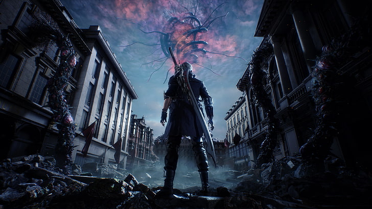 Devil May Cry 5 Nero, architecture, lifestyles, standing, city